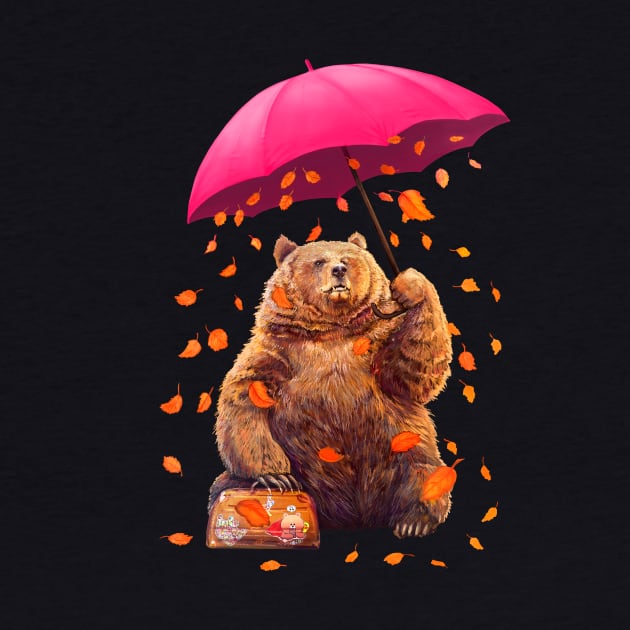 Bear with umbrella by kodamorkovkart